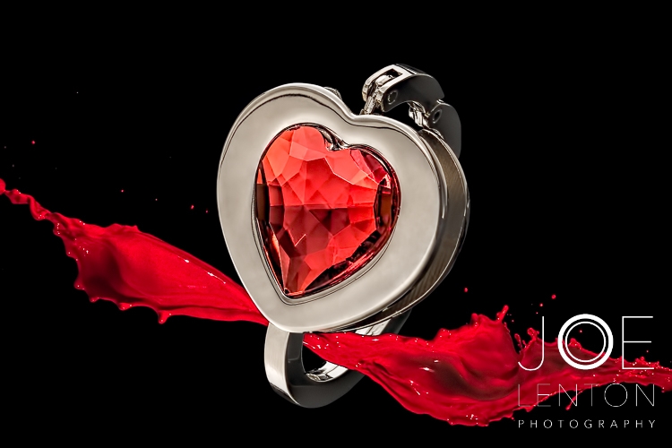 Add value with high quality product photography - heart bracelet with red splash