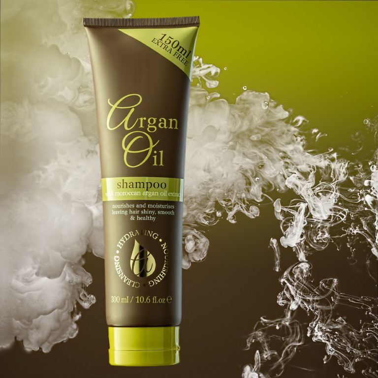 Argan Oil Shampoo image with billowing cloud special effect