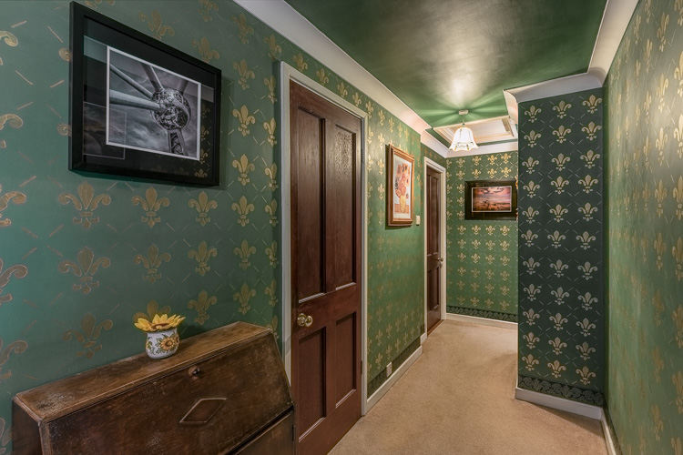 Interior design photography showing a classically inspired hallway