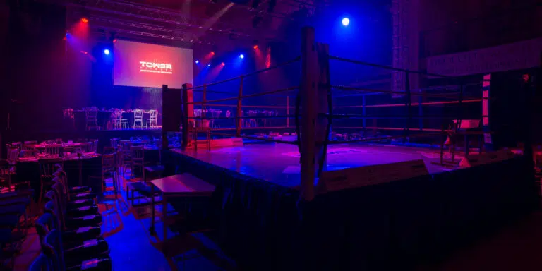 Boxing ring set up for corporate boxing