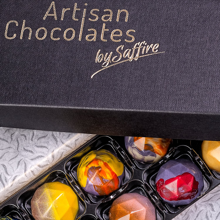Colourful chocolates in their presentation box
