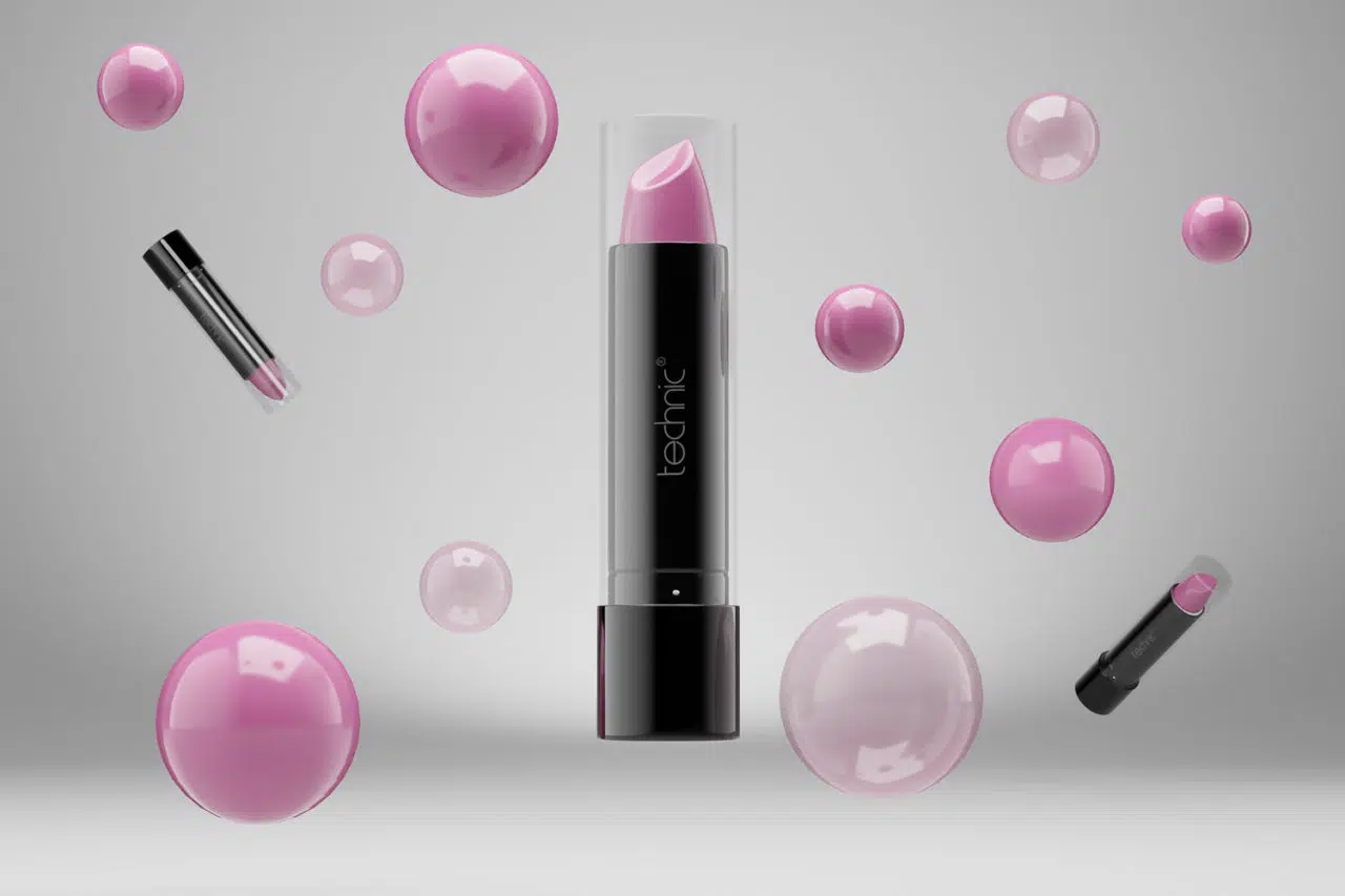 Technic Lipstick CGI product modelling with bubbles
