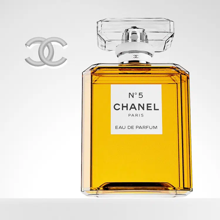 Chanel No 5 Perfume Bottle with 3d logo