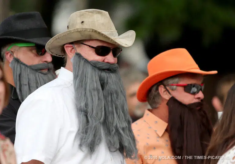 Men wearing fake ZZ Top beards