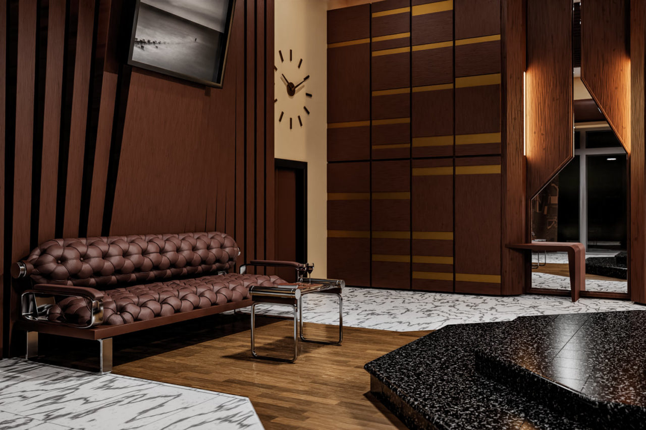 CGI Interior Visualisation - Bedroom sofa and mirror