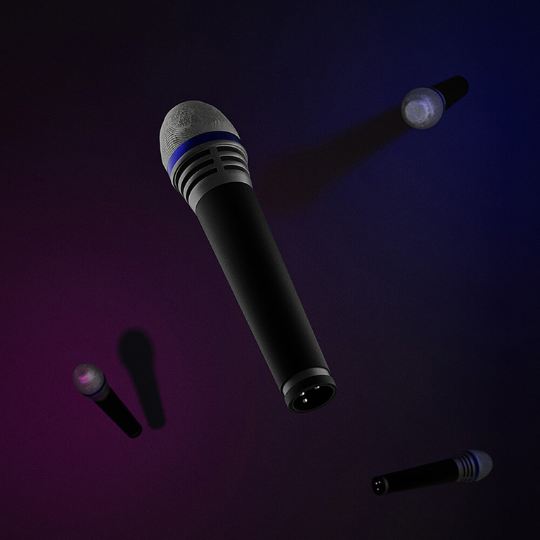 CGI product photography of a microphone