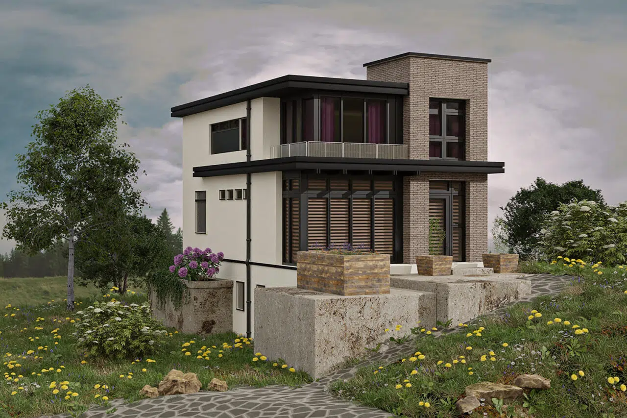 3d architectural visualisation of a modern house exterior