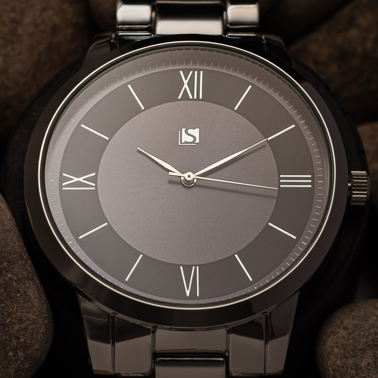Mens watch with stones - close up watch photography
