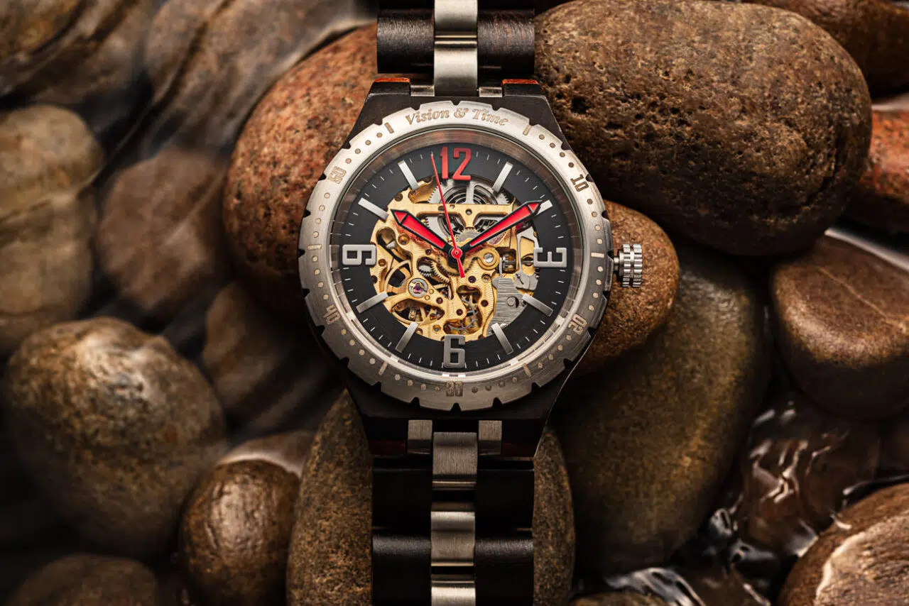 Skeleton Watch with pebbles and water
