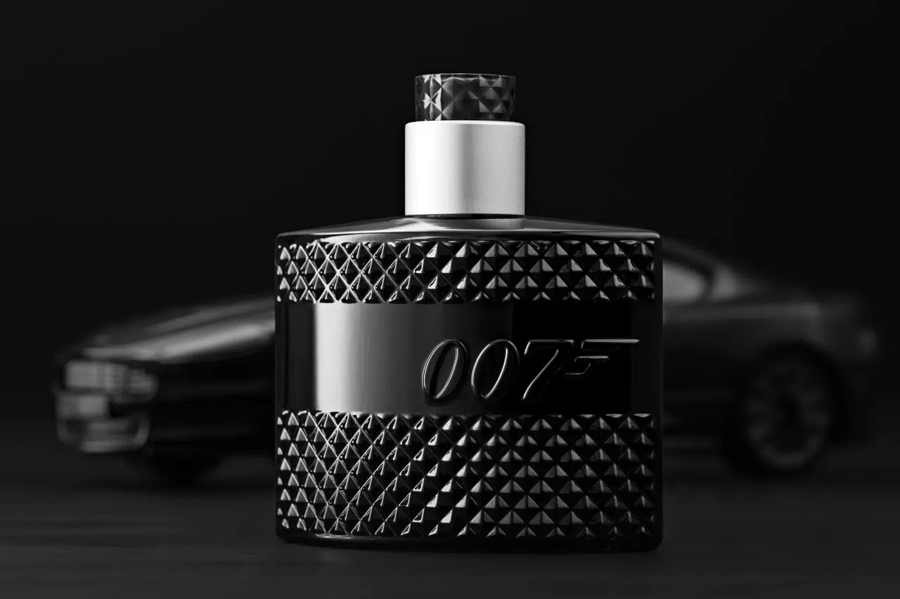 007 aftershave advertising image with Aston Martin car