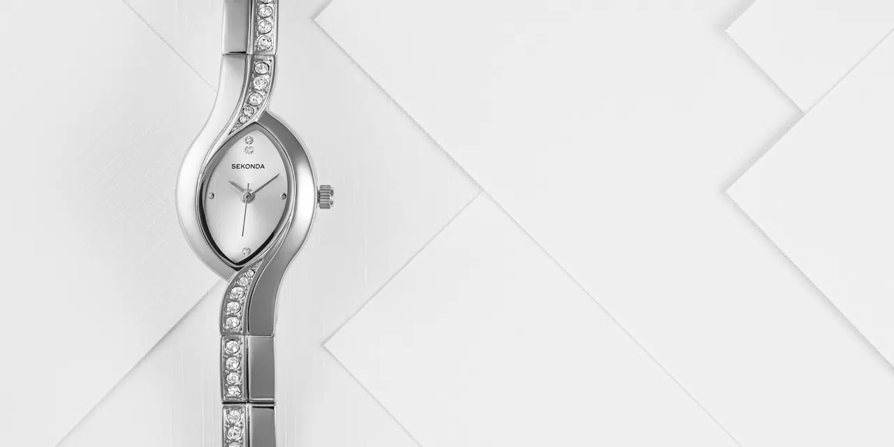 Award-winning monochrome image of Ladies' Sekonda watch styled on card